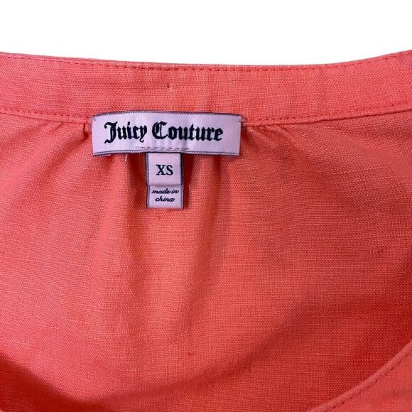Juicy Couture Orange Linen Cotton Romper XS – Button Front, Drawstring Waist - Picture 5 of 7